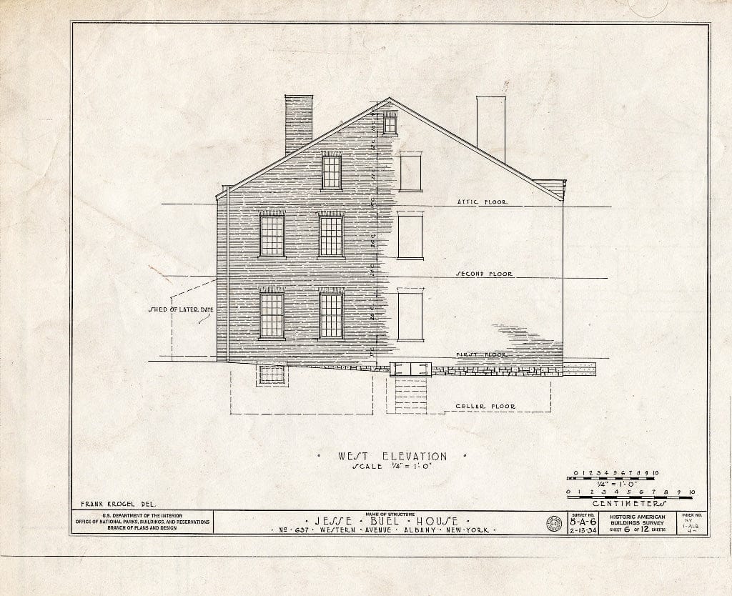 Blueprint HABS NY,1-ALB,4- (Sheet 6 of 12) - Jesse Buel House, 637 Western Avenue, Albany, Albany County, NY