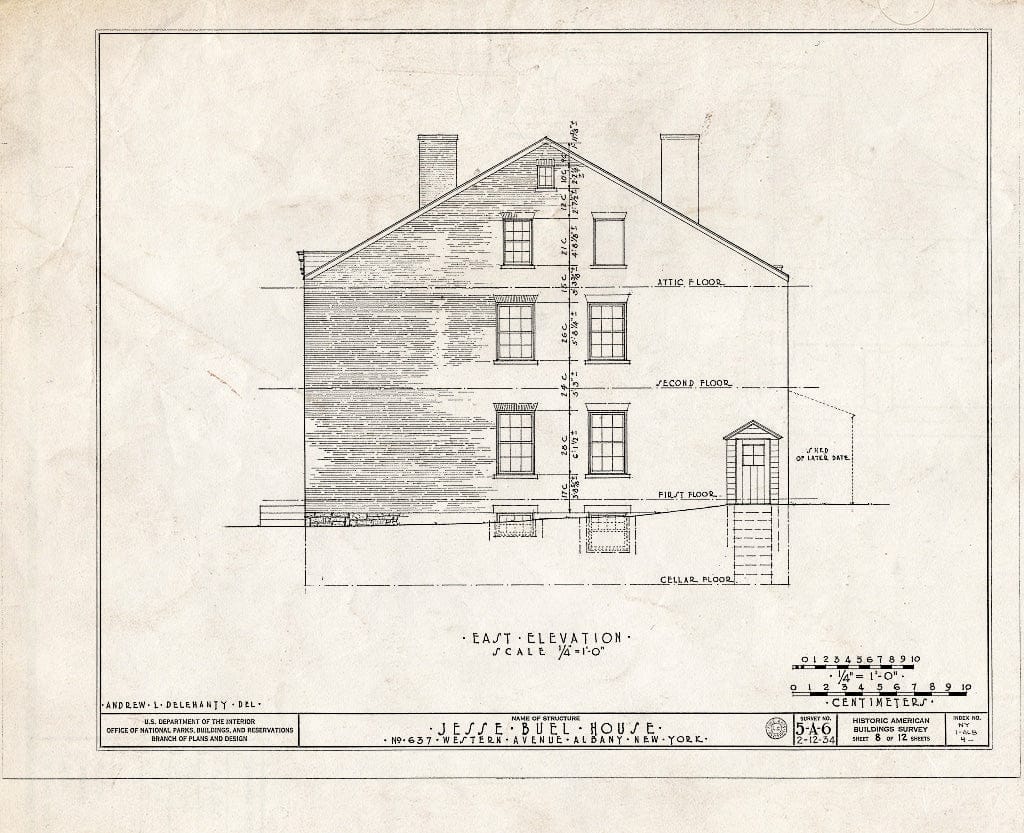Blueprint HABS NY,1-ALB,4- (Sheet 8 of 12) - Jesse Buel House, 637 Western Avenue, Albany, Albany County, NY