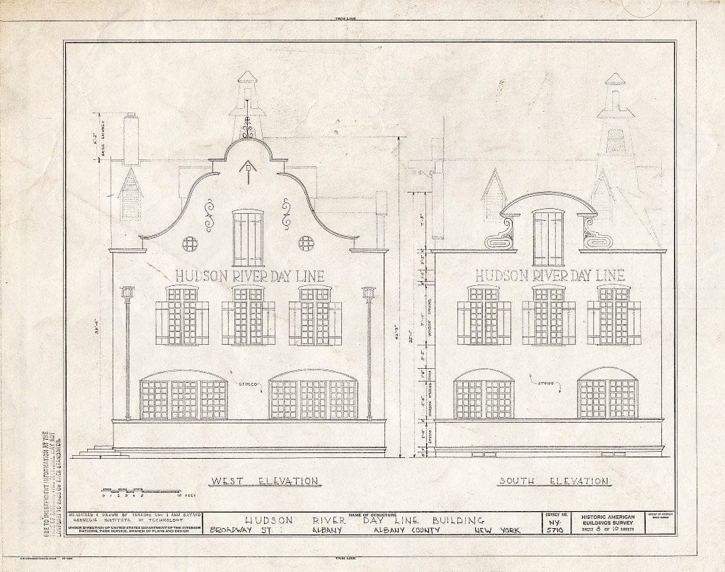 Blueprint HABS NY,1-ALB,24- (Sheet 8 of 10) - Hudson River Day Line Building, Broadway Street, Albany, Albany County, NY
