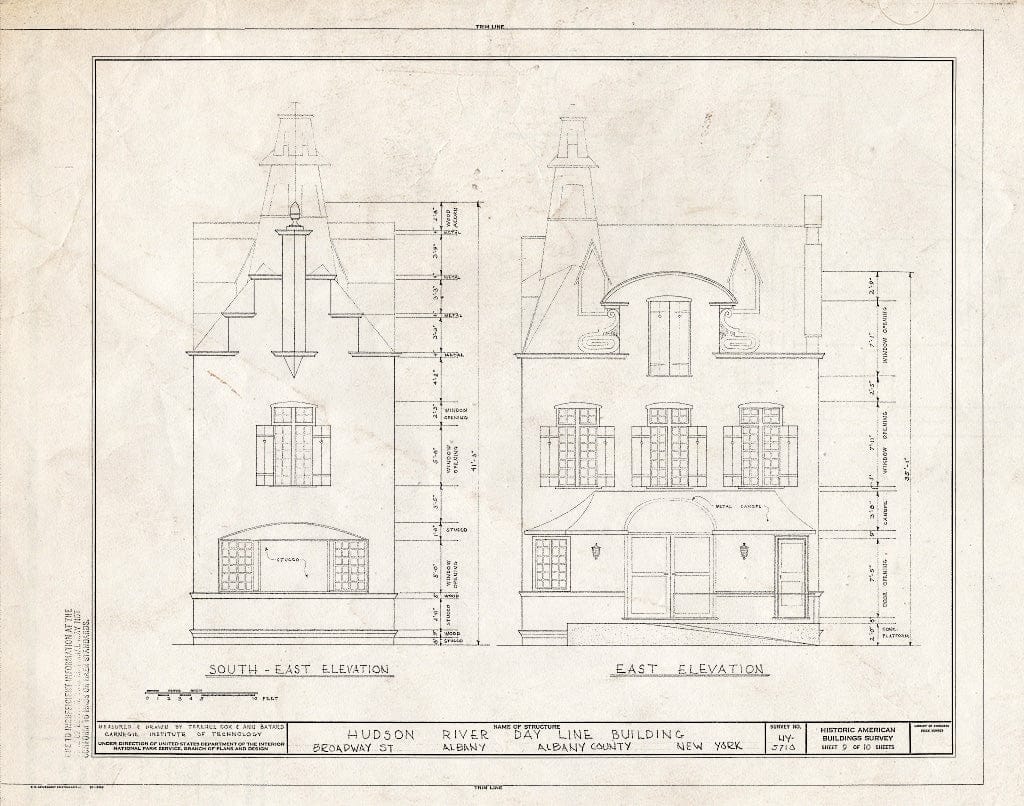 Blueprint HABS NY,1-ALB,24- (Sheet 9 of 10) - Hudson River Day Line Building, Broadway Street, Albany, Albany County, NY