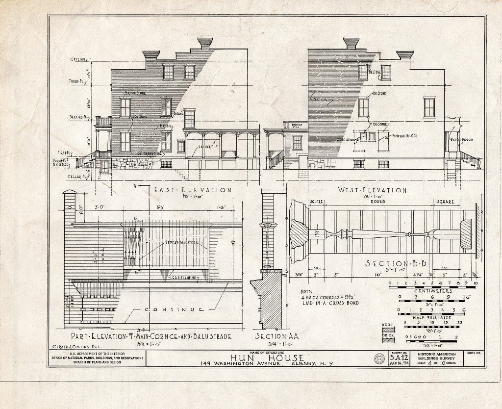 Blueprint HABS NY,1-ALB,5- (Sheet 4 of 10) - Hun House, 149 Washington Avenue, Albany, Albany County, NY