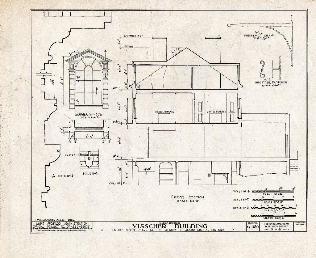 Blueprint HABS NY,1-ALB,8- (Sheet 6 of 6) - William Visscher Building, 100-102 North Pearl Street, Albany, Albany County, NY