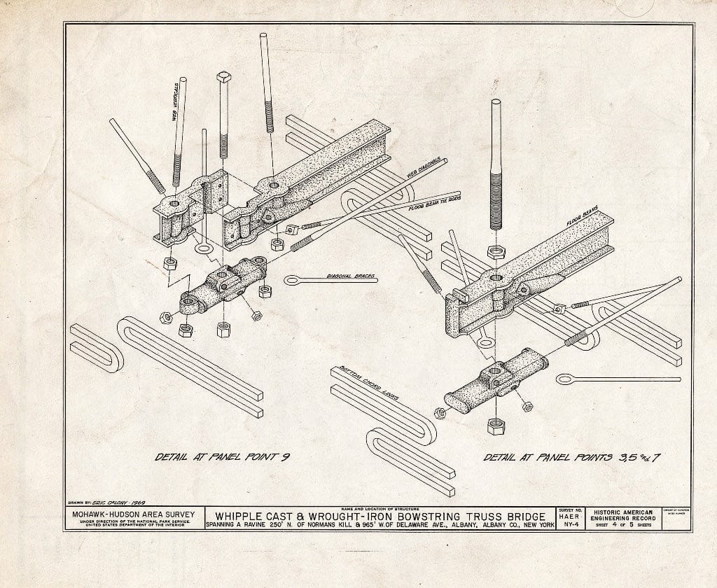 Blueprint HAER NY,1-ALB,19- (Sheet 4 of 5) - Whipple Cast & Wrought Iron Bowstring Truss Bridge, Normans Kill Vicinity, Albany, Albany County, NY