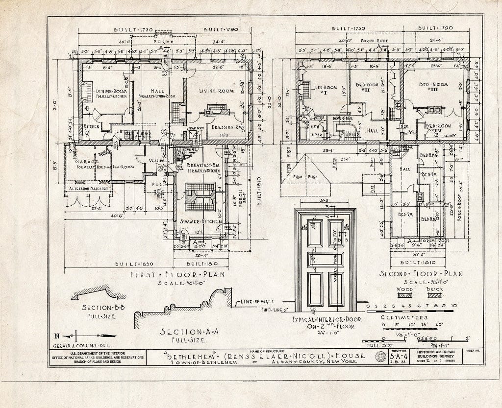 Blueprint HABS NY,1-Beth,1- (Sheet 2 of 11) - Bethlehem, Bethlehem Center, Albany County, NY