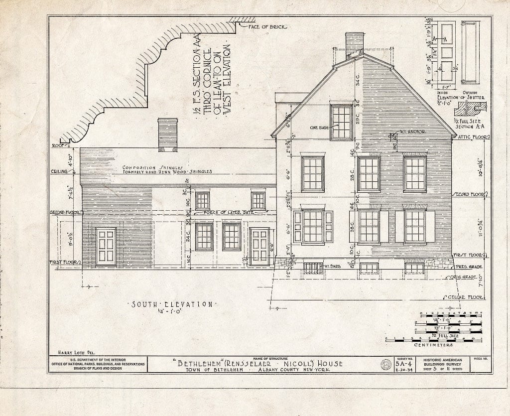 Blueprint HABS NY,1-Beth,1- (Sheet 5 of 11) - Bethlehem, Bethlehem Center, Albany County, NY
