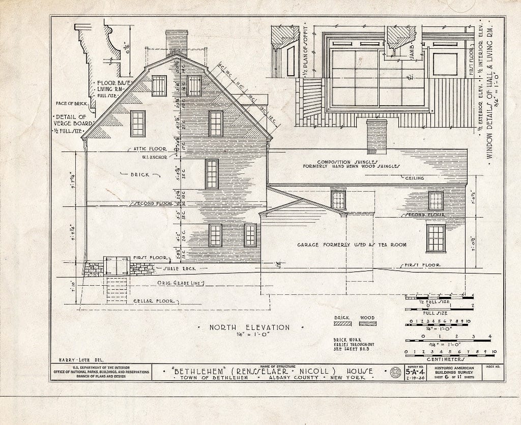 Blueprint HABS NY,1-Beth,1- (Sheet 6 of 11) - Bethlehem, Bethlehem Center, Albany County, NY