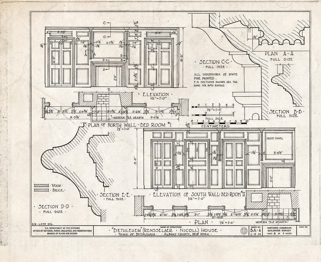 Blueprint HABS NY,1-Beth,1- (Sheet 8 of 11) - Bethlehem, Bethlehem Center, Albany County, NY