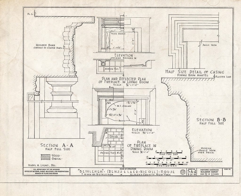 Blueprint HABS NY,1-Beth,1- (Sheet 11 of 11) - Bethlehem, Bethlehem Center, Albany County, NY