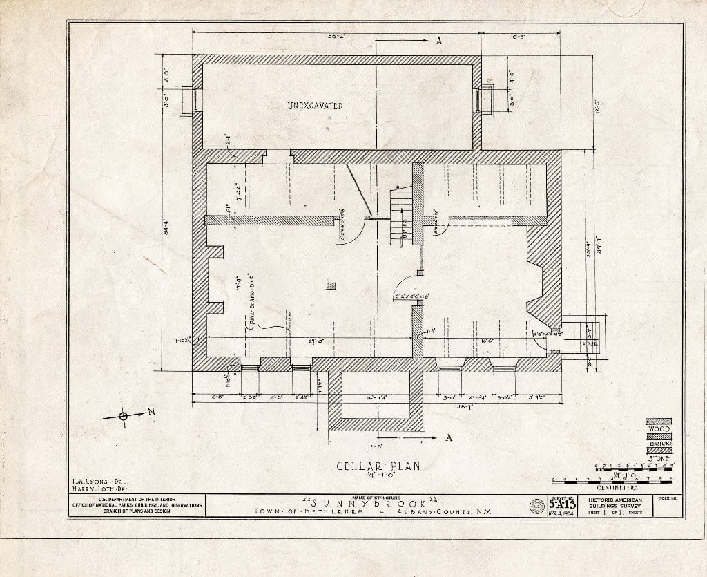 Blueprint HABS NY,1-Beth,2- (Sheet 1 of 11) - Sunnybrook, Bethlehem Center, Albany County, NY