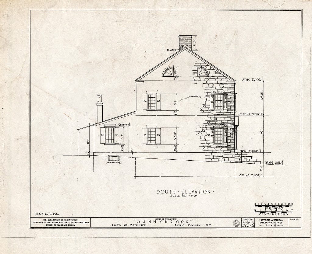 Blueprint HABS NY,1-Beth,2- (Sheet 6 of 11) - Sunnybrook, Bethlehem Center, Albany County, NY