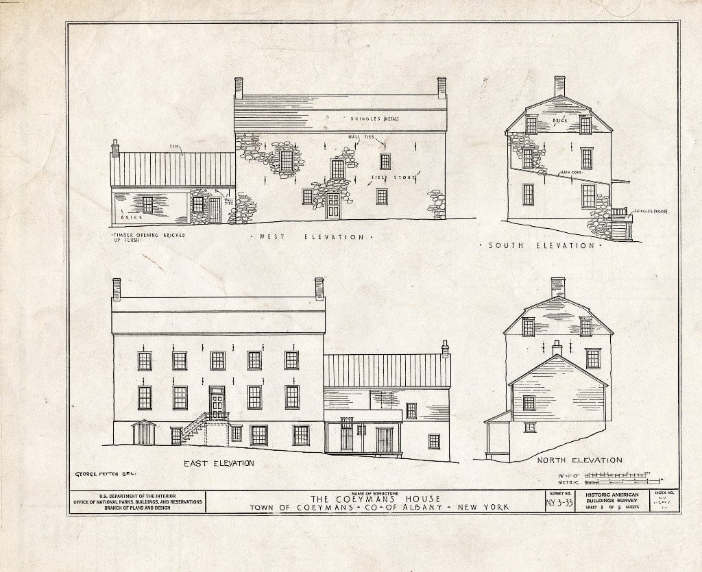 Blueprint HABS NY,1-COEY,1- (Sheet 3 of 3) - Ariaantje Coeymans House, Coeymans Creek, Coeymans, Albany County, NY
