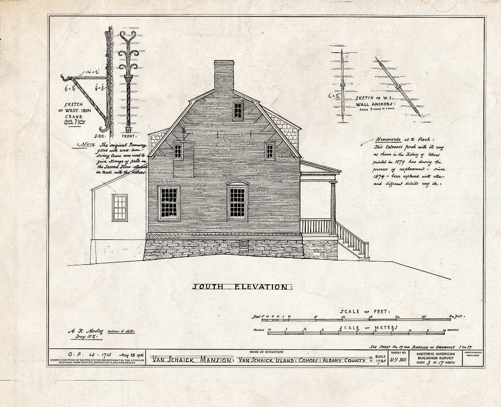 Blueprint HABS NY,1-COHO,1- (Sheet 3 of 17) - Wessel Van Schaick House, Van Schaick Avenue & Delaware & Hudson Railroad Tracks, Cohoes, Albany County, NY