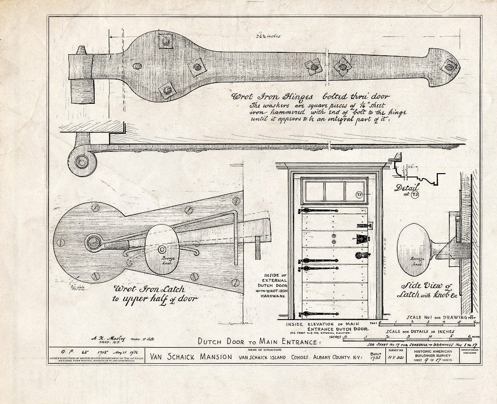 Blueprint HABS NY,1-COHO,1- (Sheet 9 of 17) - Wessel Van Schaick House, Van Schaick Avenue & Delaware & Hudson Railroad Tracks, Cohoes, Albany County, NY