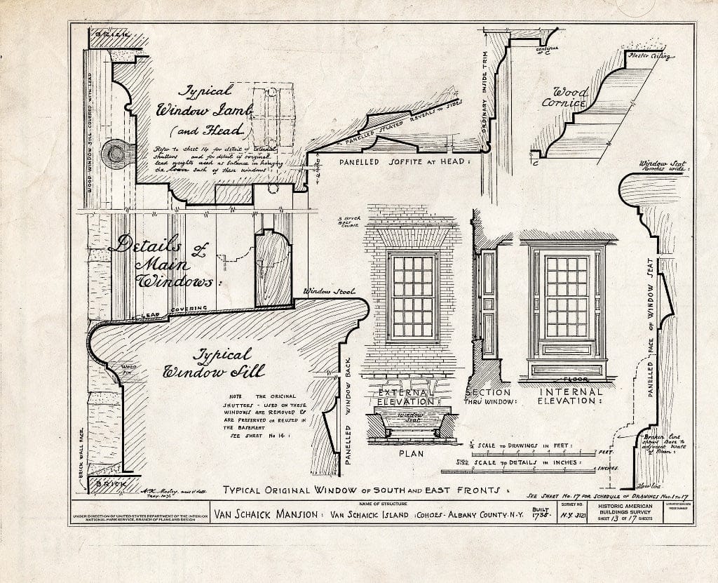 Blueprint HABS NY,1-COHO,1- (Sheet 13 of 17) - Wessel Van Schaick House, Van Schaick Avenue & Delaware & Hudson Railroad Tracks, Cohoes, Albany County, NY