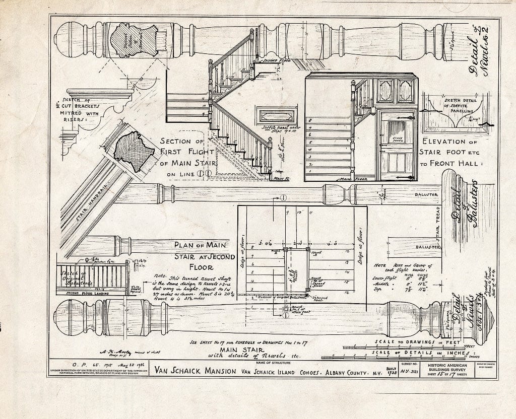 Blueprint HABS NY,1-COHO,1- (Sheet 15 of 17) - Wessel Van Schaick House, Van Schaick Avenue & Delaware & Hudson Railroad Tracks, Cohoes, Albany County, NY