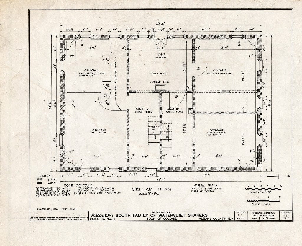 Blueprint HABS NY,1-COL,15- (Sheet 1 of 13) - Shaker South Family Trustees' Office, Watervliet Shaker Road, Colonie Township, Watervliet, Albany County, NY