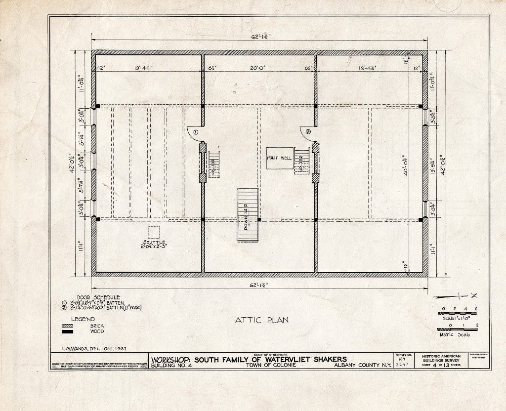 Blueprint HABS NY,1-COL,15- (Sheet 4 of 13) - Shaker South Family Trustees' Office, Watervliet Shaker Road, Colonie Township, Watervliet, Albany County, NY