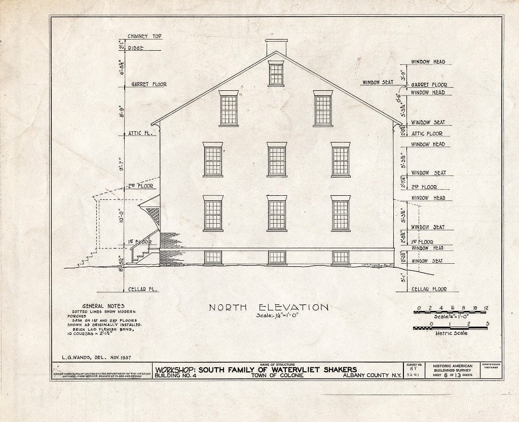 Blueprint HABS NY,1-COL,15- (Sheet 6 of 13) - Shaker South Family Trustees' Office, Watervliet Shaker Road, Colonie Township, Watervliet, Albany County, NY