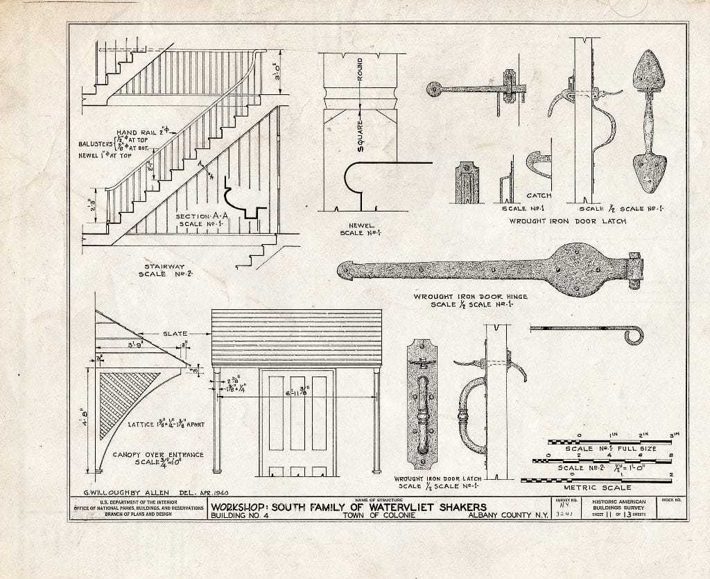 Blueprint HABS NY,1-COL,15- (Sheet 11 of 13) - Shaker South Family Trustees' Office, Watervliet Shaker Road, Colonie Township, Watervliet, Albany County, NY
