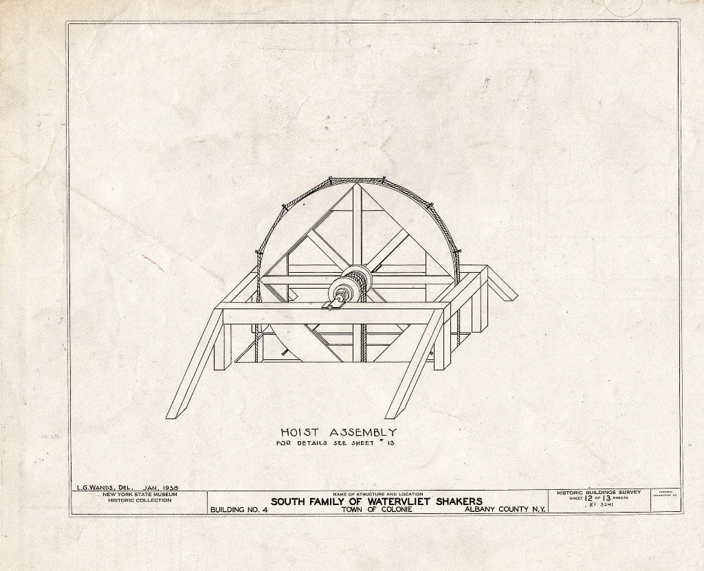 Blueprint HABS NY,1-COL,15- (Sheet 12 of 13) - Shaker South Family Trustees' Office, Watervliet Shaker Road, Colonie Township, Watervliet, Albany County, NY