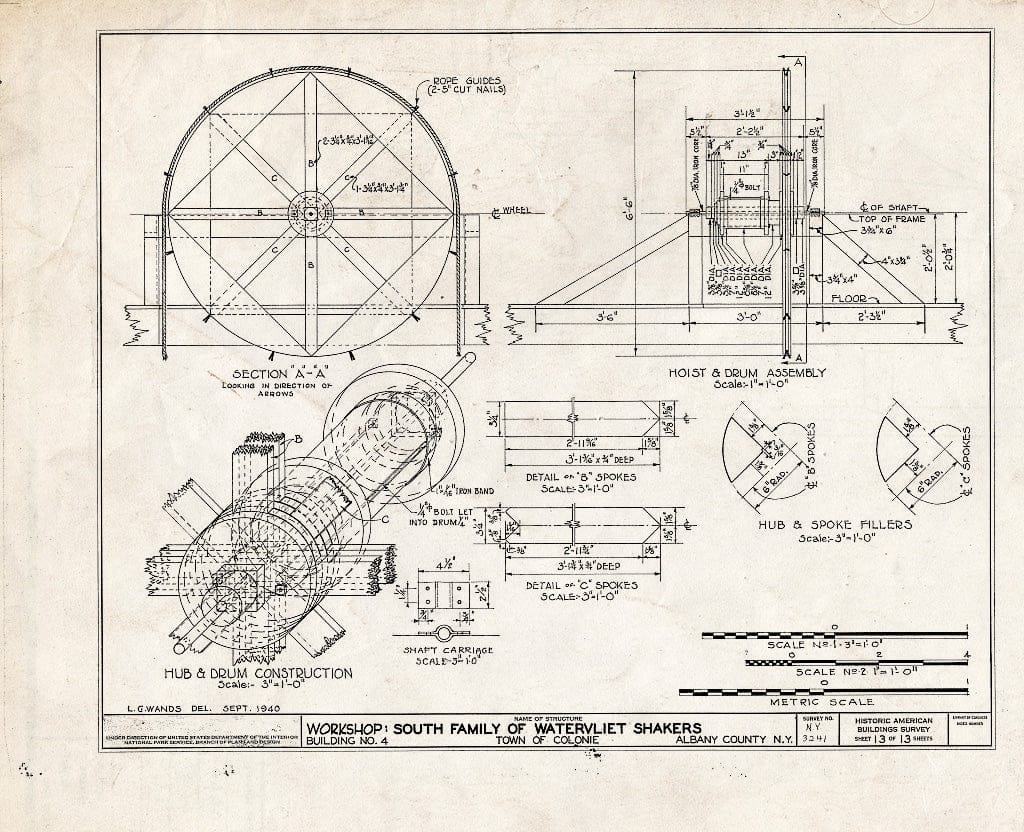 Blueprint HABS NY,1-COL,15- (Sheet 13 of 13) - Shaker South Family Trustees' Office, Watervliet Shaker Road, Colonie Township, Watervliet, Albany County, NY