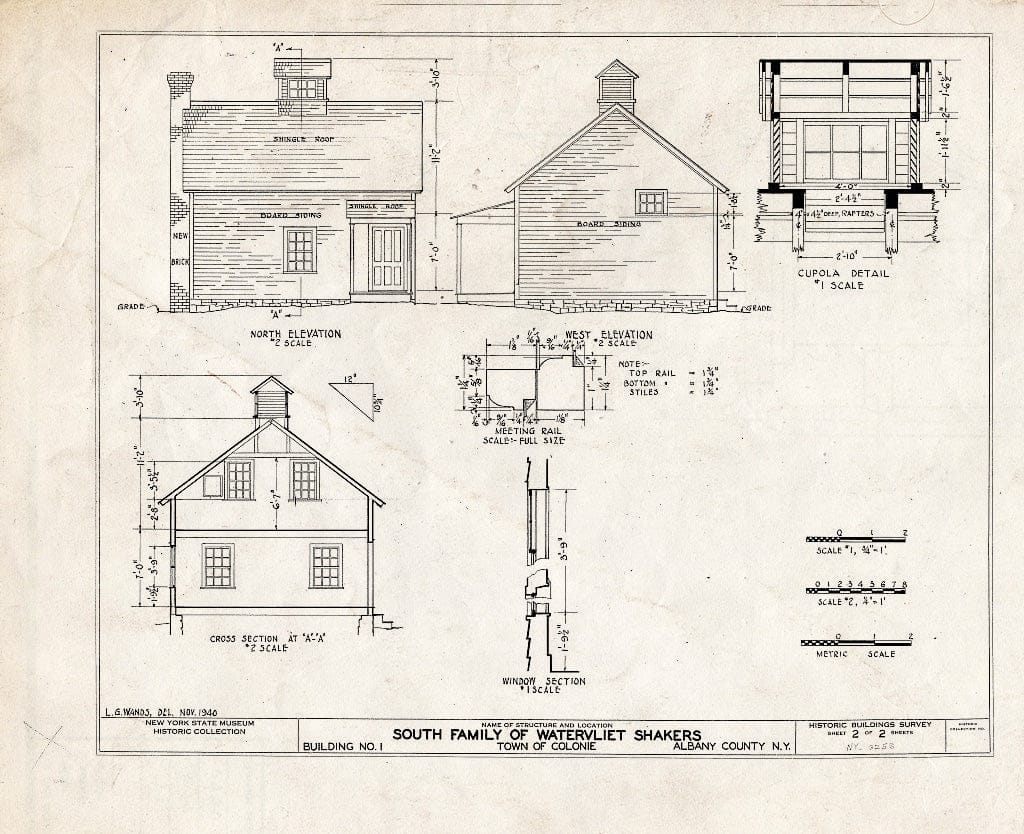 Blueprint HABS NY,1-COL,12- (Sheet 2 of 2) - Shaker South Family Cottage, Watervliet Shaker Road, Colonie Township, Watervliet, Albany County, NY
