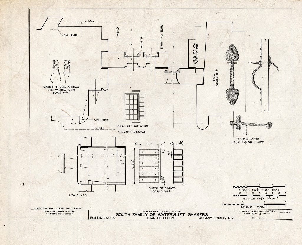 Blueprint HABS NY,1-COL,16- (Sheet 4 of 5) - Shaker South Family Cottage, Watervielt Shaker Road, Colonie Township, Watervliet, Albany County, NY