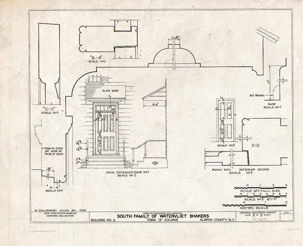 Blueprint HABS NY,1-COL,16- (Sheet 5 of 5) - Shaker South Family Cottage, Watervielt Shaker Road, Colonie Township, Watervliet, Albany County, NY