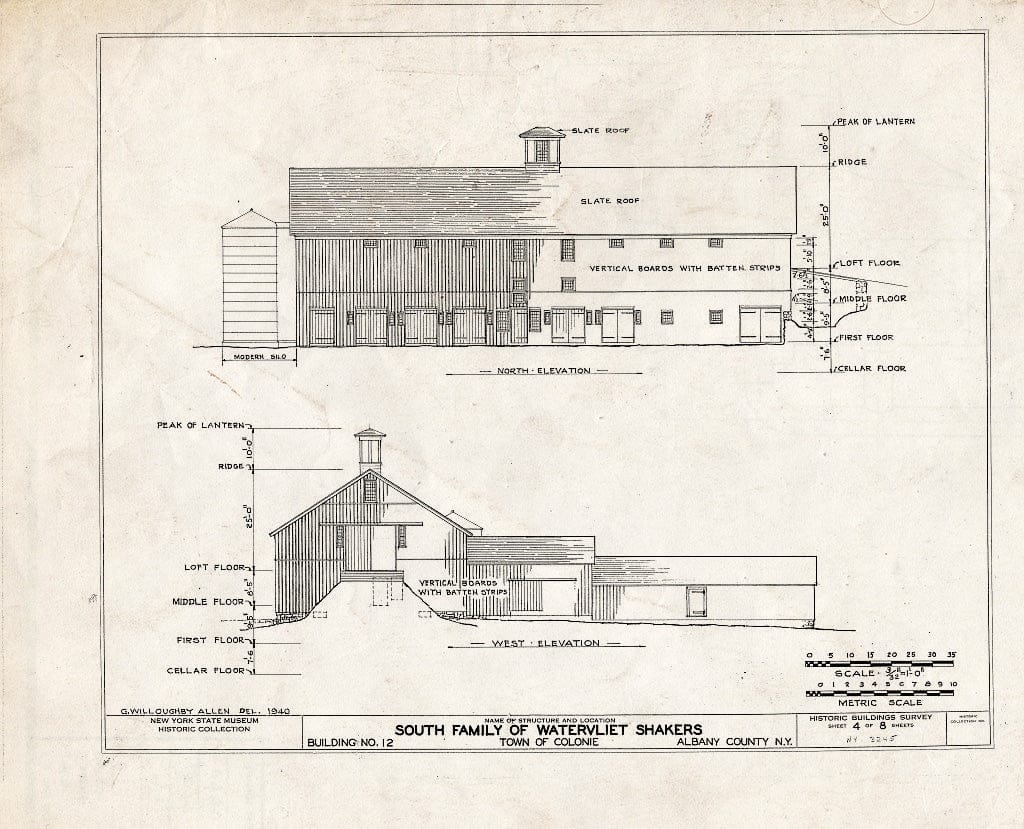Blueprint HABS NY,1-COL,21- (Sheet 4 of 8) - Shaker South Family Cow & Hay Barn, Watervliet Shaker Road, Colonie Township, Watervliet, Albany County, NY