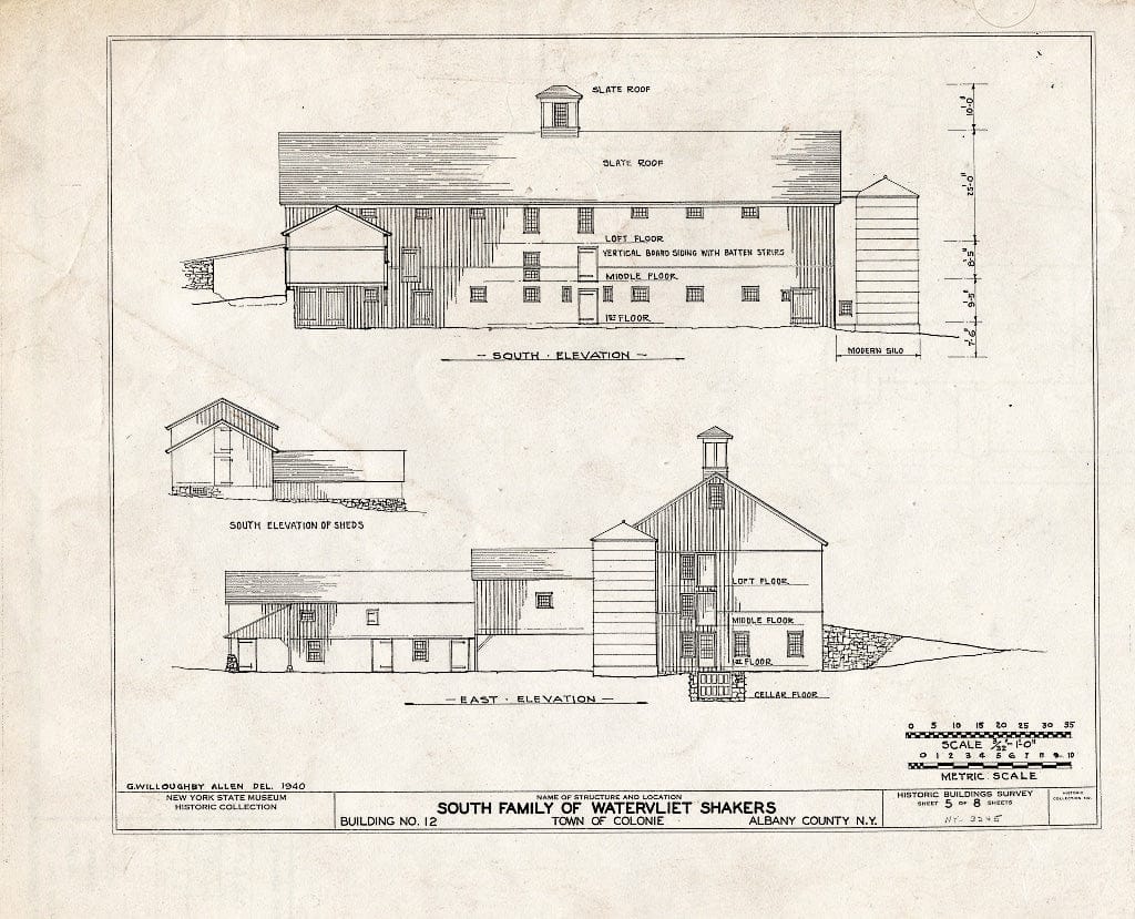 Blueprint HABS NY,1-COL,21- (Sheet 5 of 8) - Shaker South Family Cow & Hay Barn, Watervliet Shaker Road, Colonie Township, Watervliet, Albany County, NY