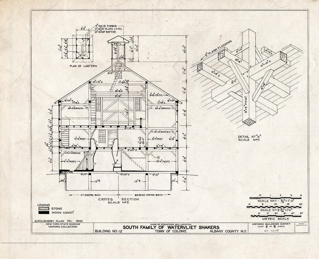 Blueprint HABS NY,1-COL,21- (Sheet 6 of 8) - Shaker South Family Cow & Hay Barn, Watervliet Shaker Road, Colonie Township, Watervliet, Albany County, NY