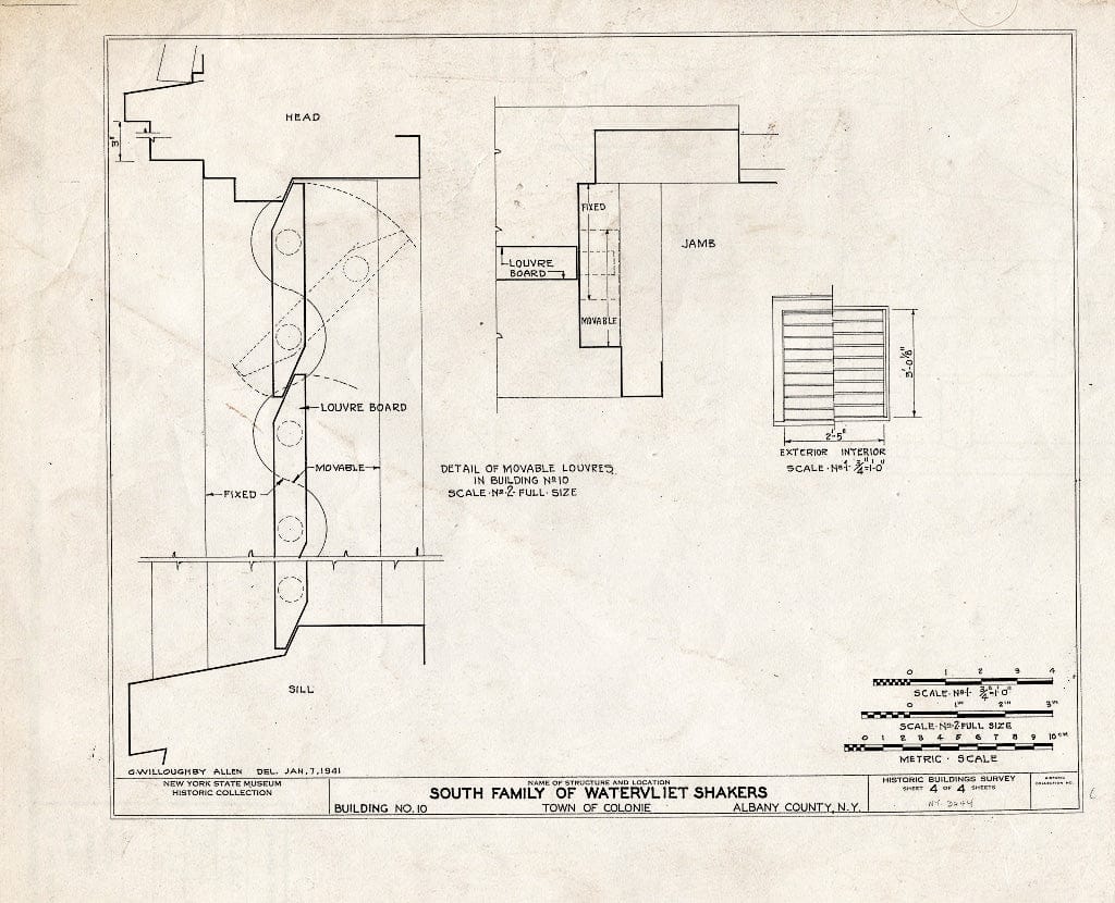Blueprint HABS NY,1-COL,20- (Sheet 4 of 4) - Shaker South Family Horse & Wagon Barn, Watervliet Shaker Road, Colonie Township, Watervliet, Albany County, NY