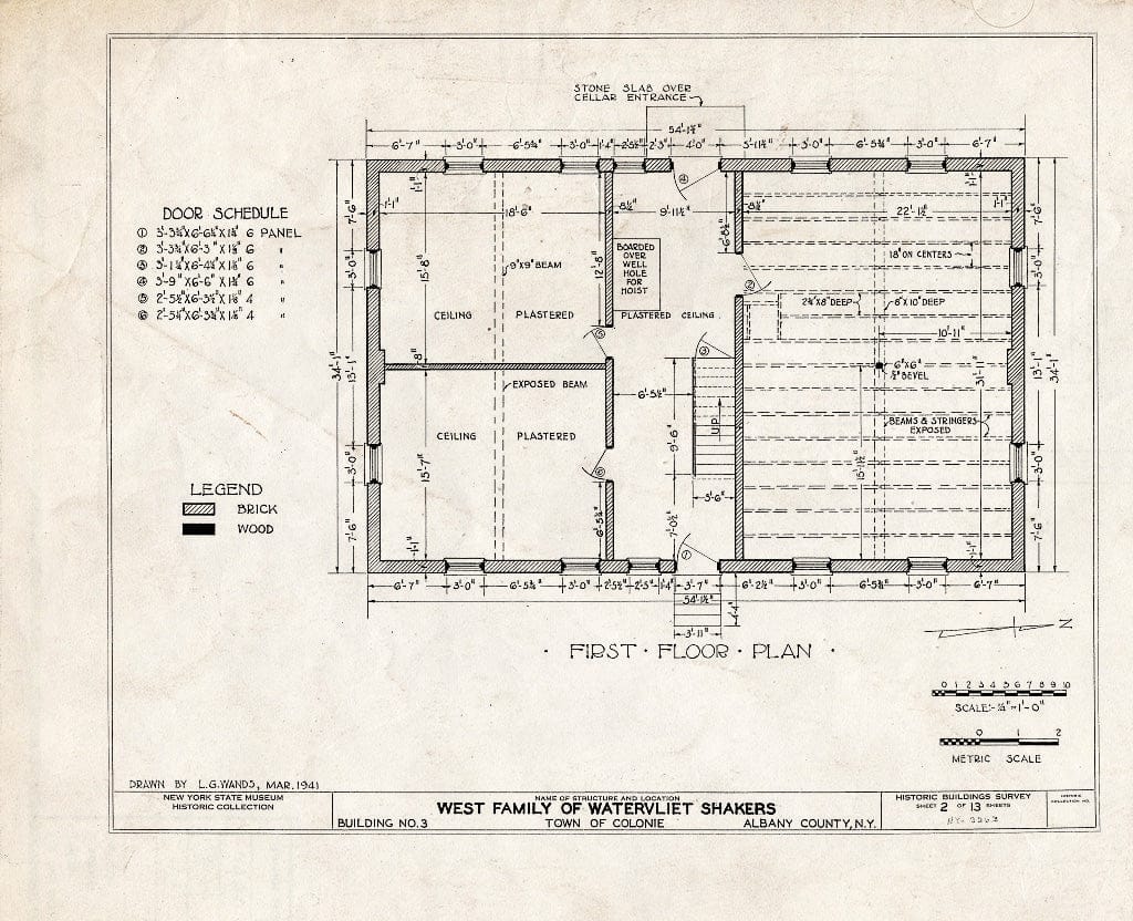 Blueprint HABS NY,1-COL,3- (Sheet 2 of 13) - Shaker West Family Broom Shop, Watervliet Shaker Road, Colonie Township, Watervliet, Albany County, NY