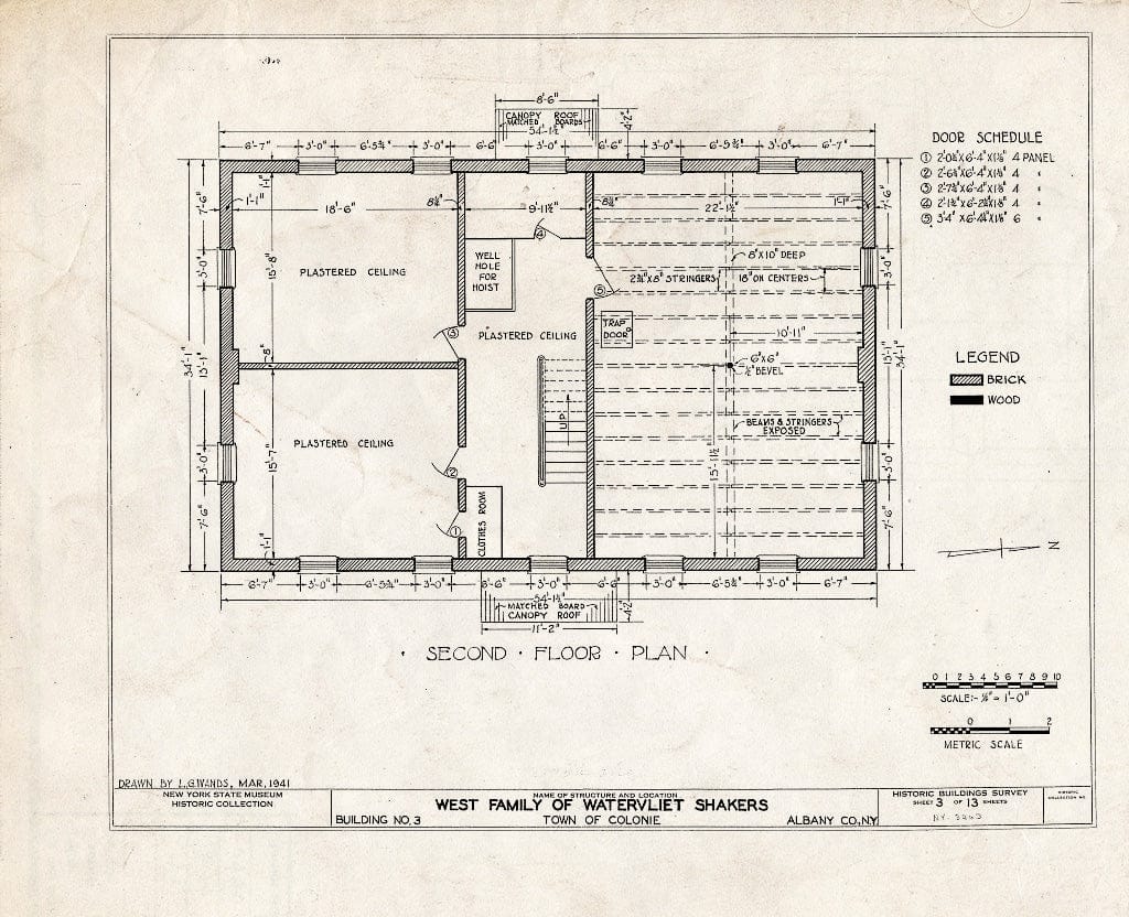 Blueprint HABS NY,1-COL,3- (Sheet 3 of 13) - Shaker West Family Broom Shop, Watervliet Shaker Road, Colonie Township, Watervliet, Albany County, NY