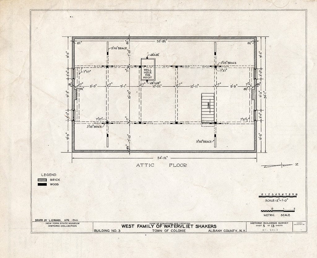 Blueprint HABS NY,1-COL,3- (Sheet 5 of 13) - Shaker West Family Broom Shop, Watervliet Shaker Road, Colonie Township, Watervliet, Albany County, NY