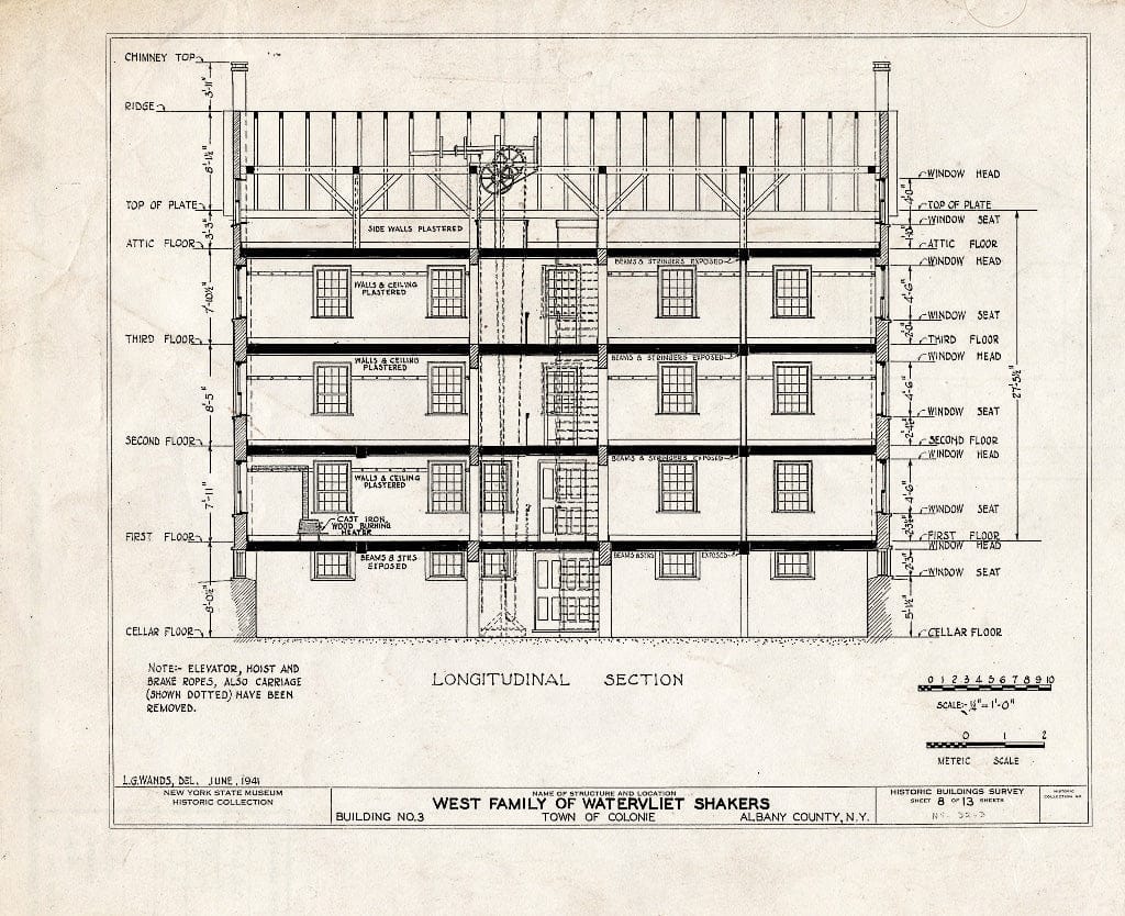Blueprint HABS NY,1-COL,3- (Sheet 8 of 13) - Shaker West Family Broom Shop, Watervliet Shaker Road, Colonie Township, Watervliet, Albany County, NY