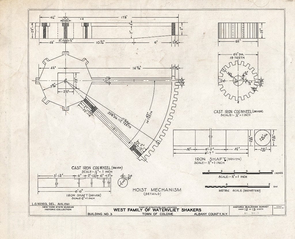 Blueprint HABS NY,1-COL,3- (Sheet 12 of 13) - Shaker West Family Broom Shop, Watervliet Shaker Road, Colonie Township, Watervliet, Albany County, NY
