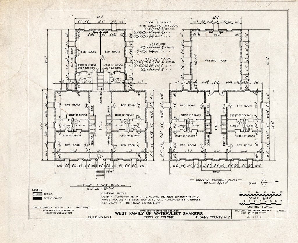 Blueprint HABS NY,1-COL,2- (Sheet 2 of 10) - Shaker West Family Main Dwelling House, Watervliet Shaker Road, Colonie Township, Watervliet, Albany County, NY