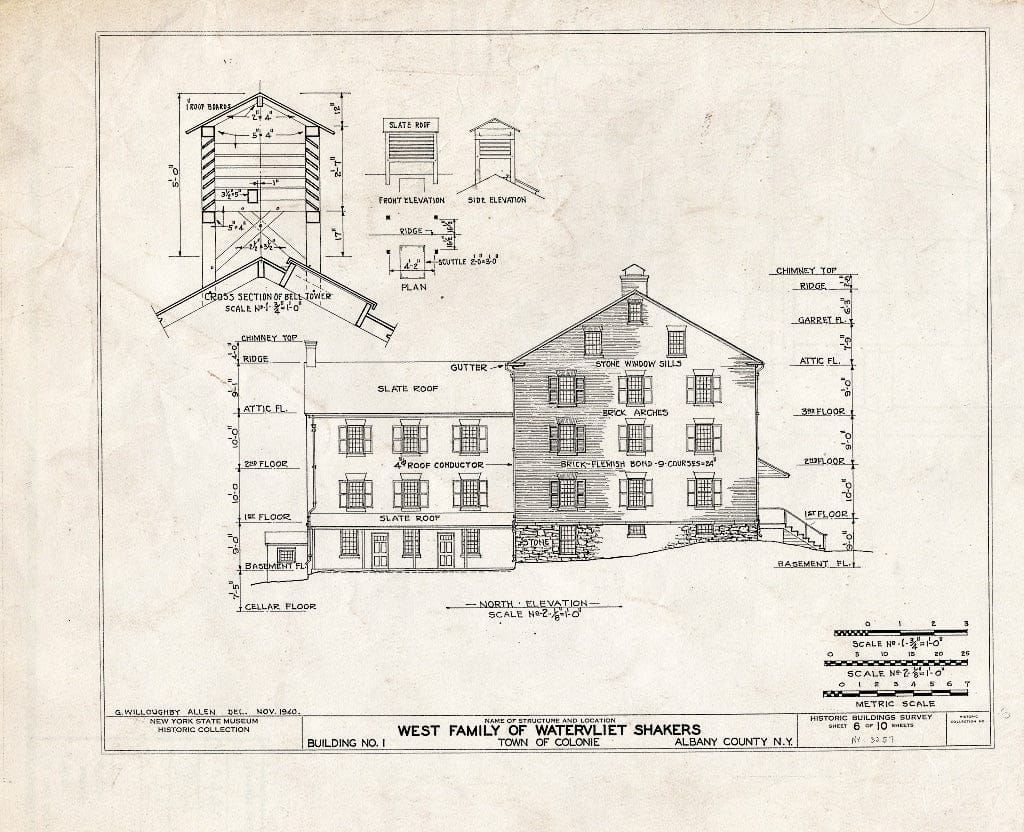 Blueprint HABS NY,1-COL,2- (Sheet 6 of 10) - Shaker West Family Main Dwelling House, Watervliet Shaker Road, Colonie Township, Watervliet, Albany County, NY