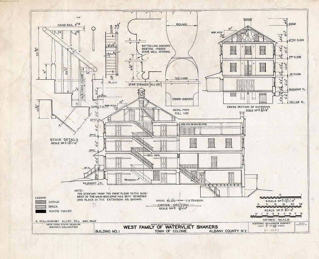 Blueprint HABS NY,1-COL,2- (Sheet 7 of 10) - Shaker West Family Main Dwelling House, Watervliet Shaker Road, Colonie Township, Watervliet, Albany County, NY