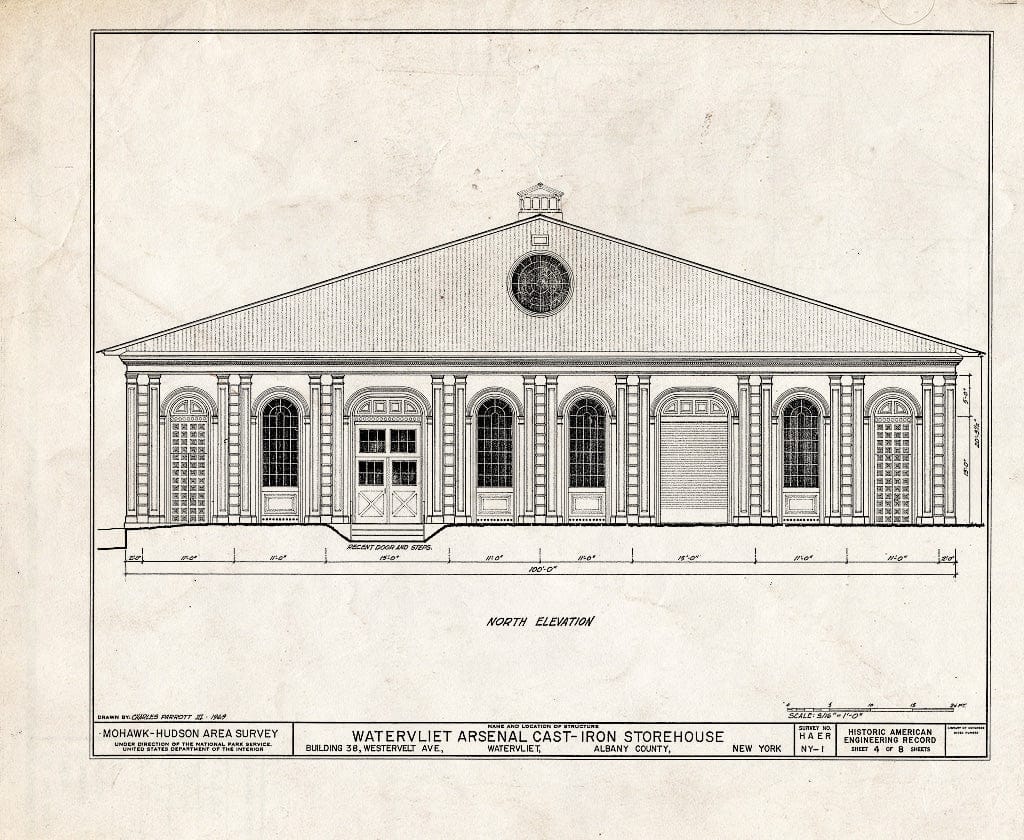 Blueprint HAER NY,1-WAVL,1/38- (Sheet 4 of 8) - Watervliet Arsenal, Cast-Iron Storehouse, Westervelt Avenue & Gibson Street, Watervliet, Albany County, NY