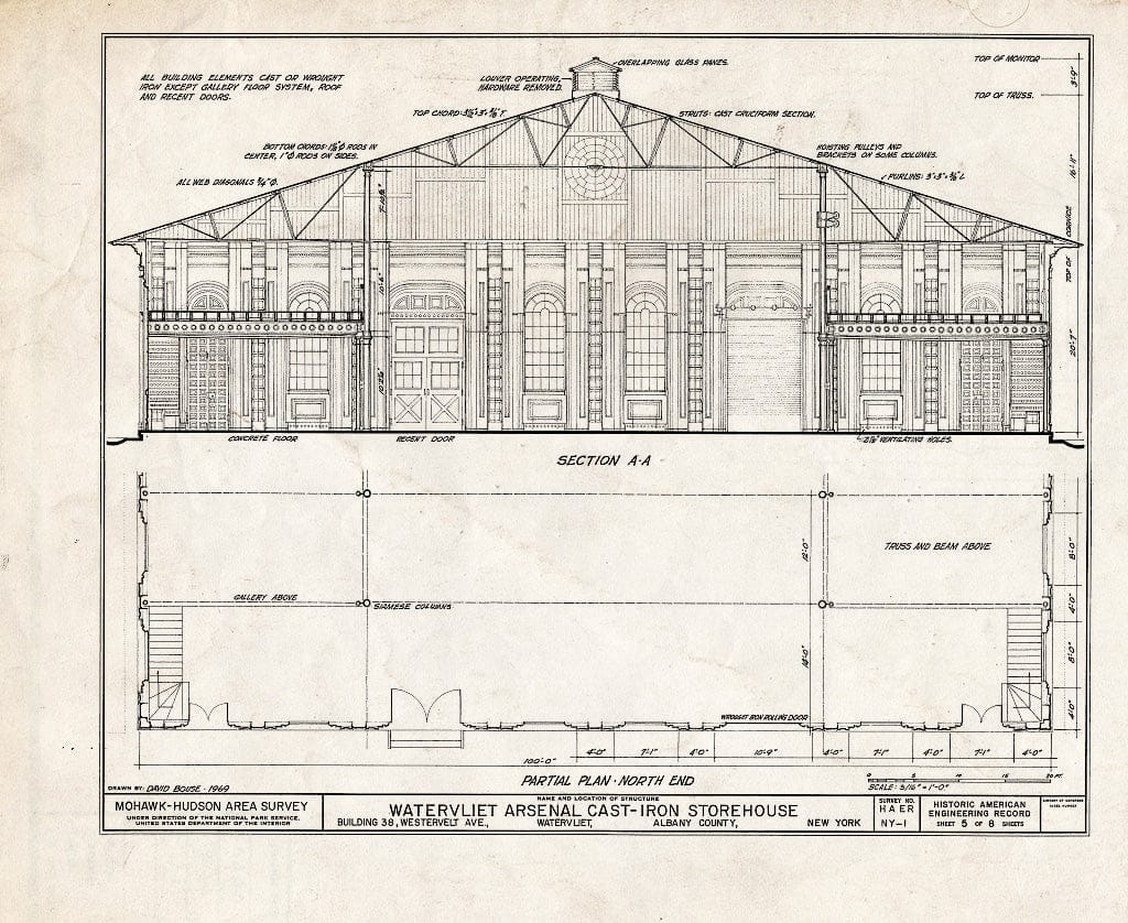 Blueprint HAER NY,1-WAVL,1/38- (Sheet 5 of 8) - Watervliet Arsenal, Cast-Iron Storehouse, Westervelt Avenue & Gibson Street, Watervliet, Albany County, NY