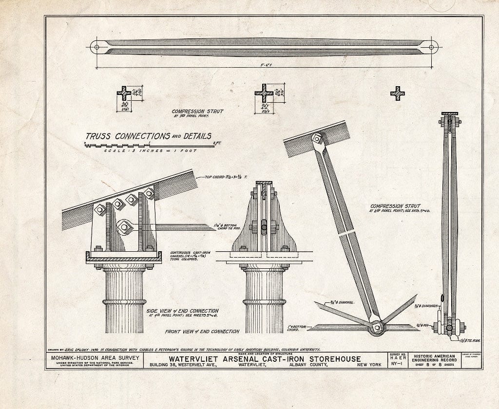 Blueprint HAER NY,1-WAVL,1/38- (Sheet 8 of 8) - Watervliet Arsenal, Cast-Iron Storehouse, Westervelt Avenue & Gibson Street, Watervliet, Albany County, NY