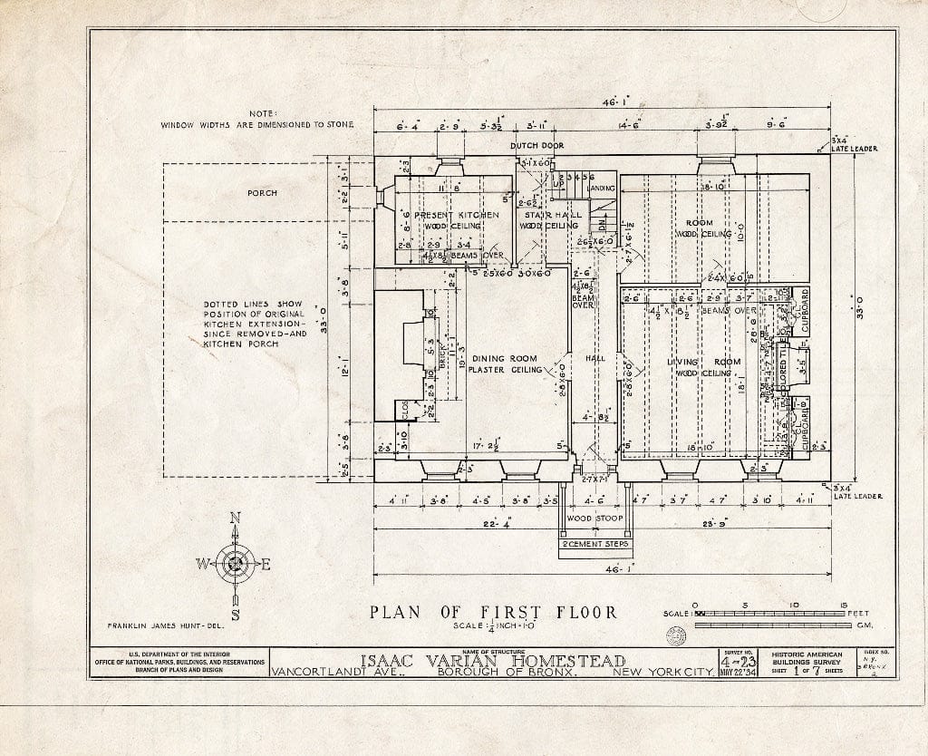 Blueprint HABS NY,3-Bronx,2- (Sheet 1 of 7) - Isaac Varian House, 277 Van Cortlandt Avenue, Bronx, Bronx County, NY