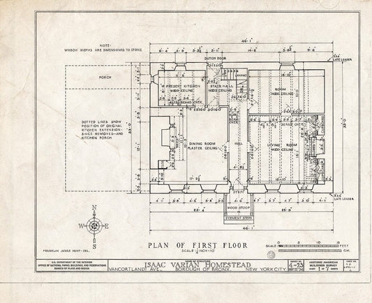 Blueprint HABS NY,3-Bronx,2- (Sheet 1 of 7) - Isaac Varian House, 277 Van Cortlandt Avenue, Bronx, Bronx County, NY