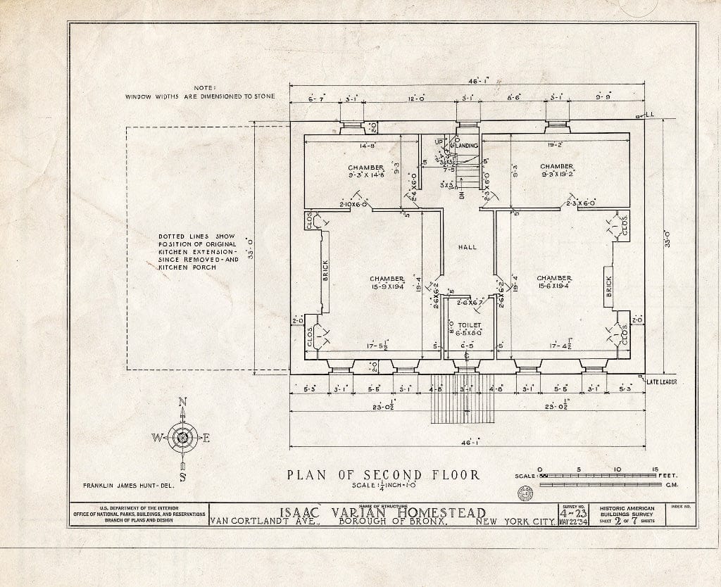 Blueprint HABS NY,3-Bronx,2- (Sheet 2 of 7) - Isaac Varian House, 277 Van Cortlandt Avenue, Bronx, Bronx County, NY
