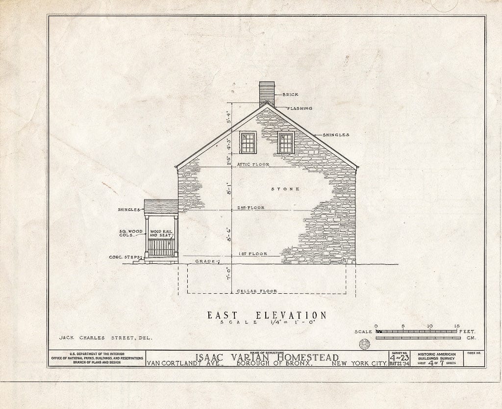 Blueprint HABS NY,3-Bronx,2- (Sheet 4 of 7) - Isaac Varian House, 277 Van Cortlandt Avenue, Bronx, Bronx County, NY