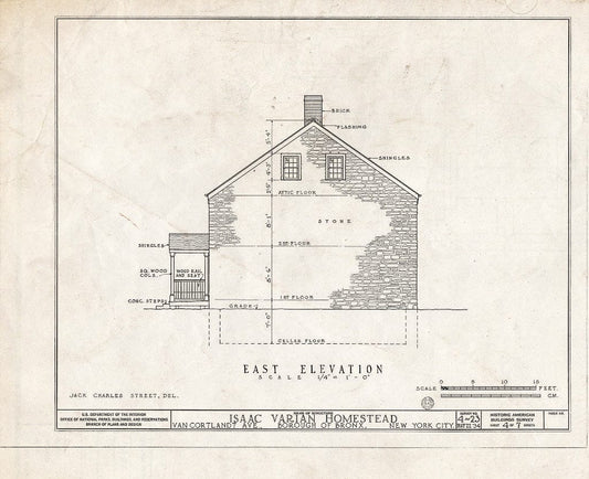 Blueprint HABS NY,3-Bronx,2- (Sheet 4 of 7) - Isaac Varian House, 277 Van Cortlandt Avenue, Bronx, Bronx County, NY