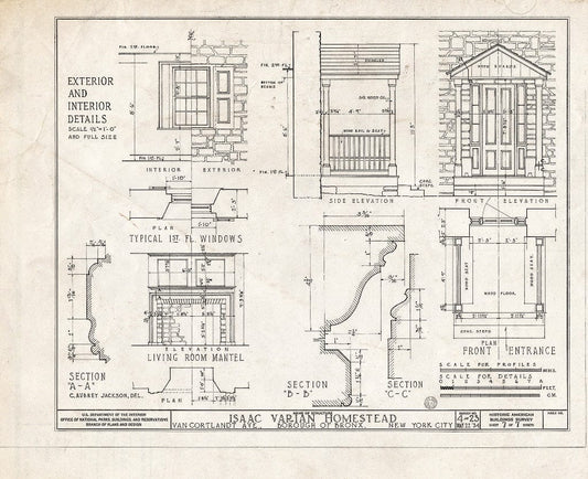 Blueprint HABS NY,3-Bronx,2- (Sheet 7 of 7) - Isaac Varian House, 277 Van Cortlandt Avenue, Bronx, Bronx County, NY