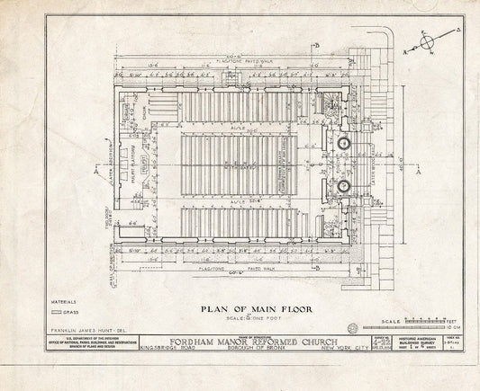 Blueprint HABS NY,3-Bronx,1- (Sheet 1 of 6) - Fordham Manor Reformed Church, 71 Kingsbridge Road & Reservoir Avenue, Bronx, Bronx County, NY